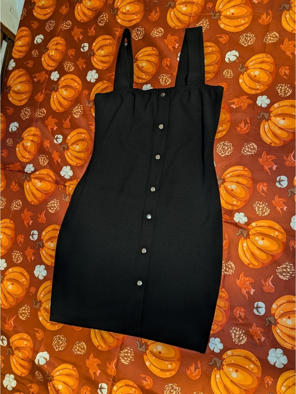 Boohoo Black Button-Front Square Neck Mini Dress